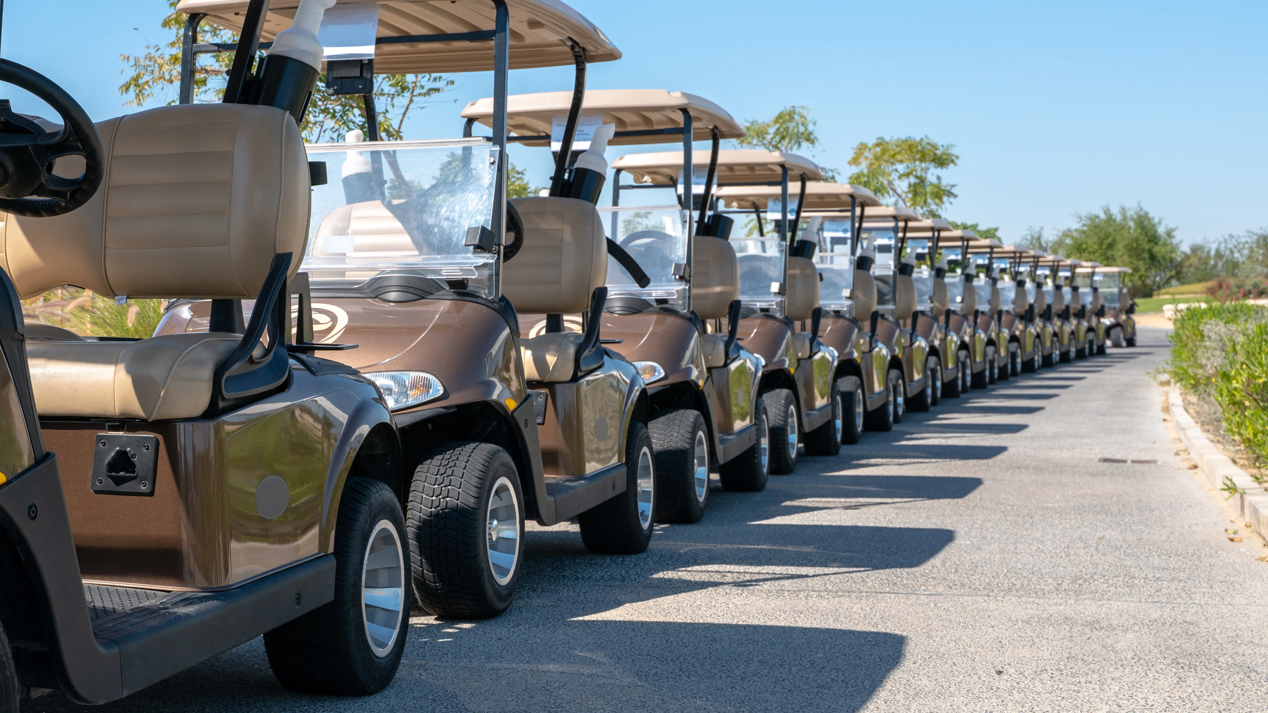 Golf carts lined up before the round